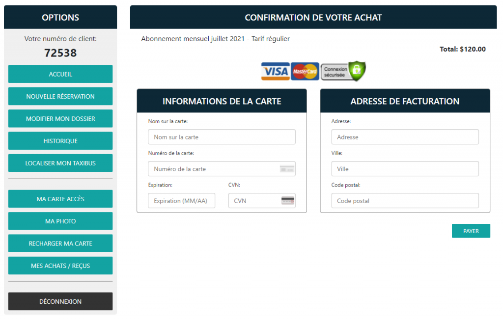 Recharger ma carte - TAC RDN